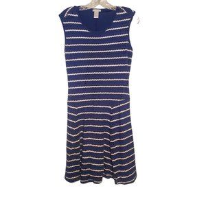 Women's Cache Blue White Stripe Eyelet Crochet Dress M